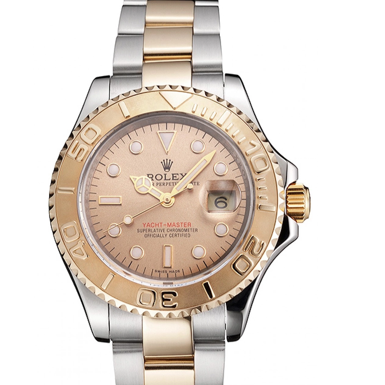 Rolex copies cheap Dial Case Rolex Bracelet Stainless Two Yacht-Master Gold Tone Steel Champagne Bezel Swiss 0715